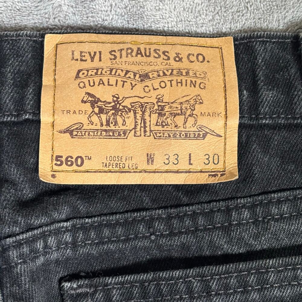 Vintage Levi’s 560 Orange Tab Black Jeans USA Loose Fit Tapered W33 L30 Fits W31 - Picture 6 of 10